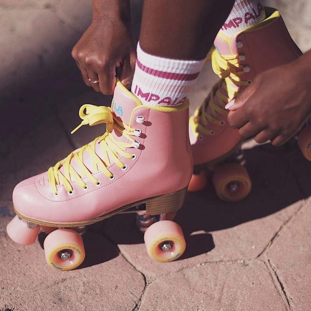 🌸Impala RollerSkates Women's Lace-Up Rollerskates, Pink/Yellow/US 10🌸 - Picture 3 of 8